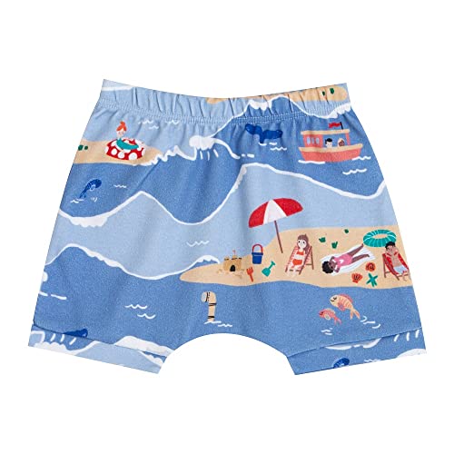 Short Tapa Fralda Praia Primavera-Verão Tamanho:M - 6 a 12 meses;Cor:Azul;