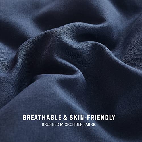 Exclusivo Mezcla Lightweight Reversible 3-Piece Comforter Set All Seasons, Down Alternative Comforter With 2 Pillow Shams, Queen Size, Navy/Blue #TOP3