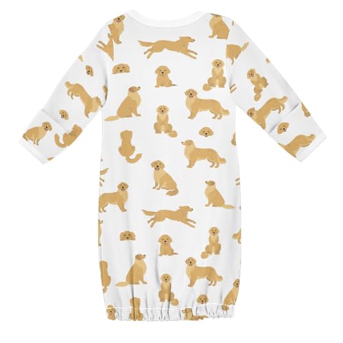 vvfelixl Baby Sleeper Gown for Newborn Boy Girls Golden Retriever Dogs Cartoon Infant Nightgown for 0-3 Months2