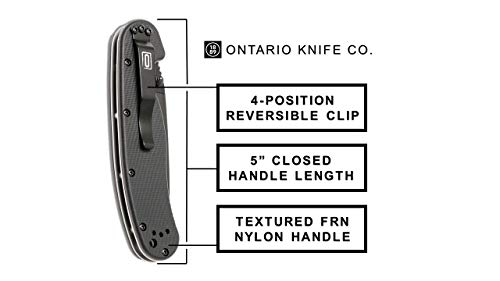 Ontario Knife Company 8846 Rat-1 Faca dobrável de aço inoxidável AUS-8 revestida de preto, 9 cm, lâm