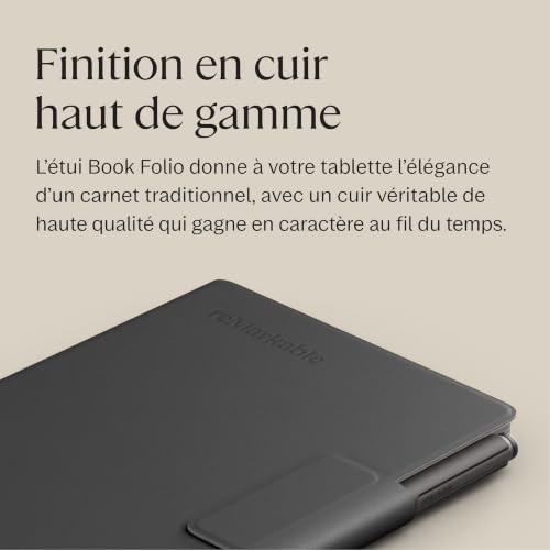 reMarkable Book Folio noir protection ultra-fine en cuir véritable