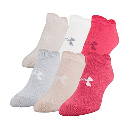 Under Armour Women's Essential 2.0 No Show Socks, 6-Pairs , Impulse Pink Assorted , Shoe Size: Womens 6-9