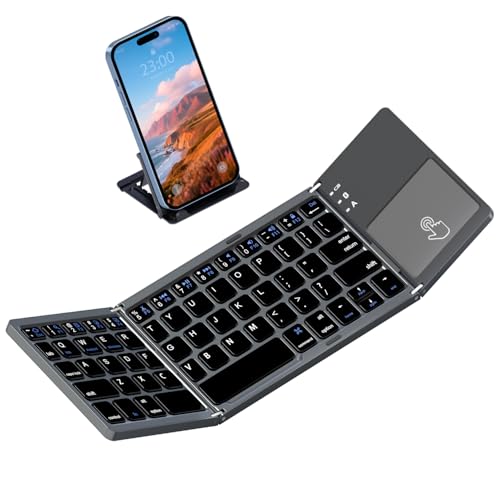 Clavier Bluetooth pliable de poche ROCK&ROWN au design épuré gris foncé pour Mac et PC