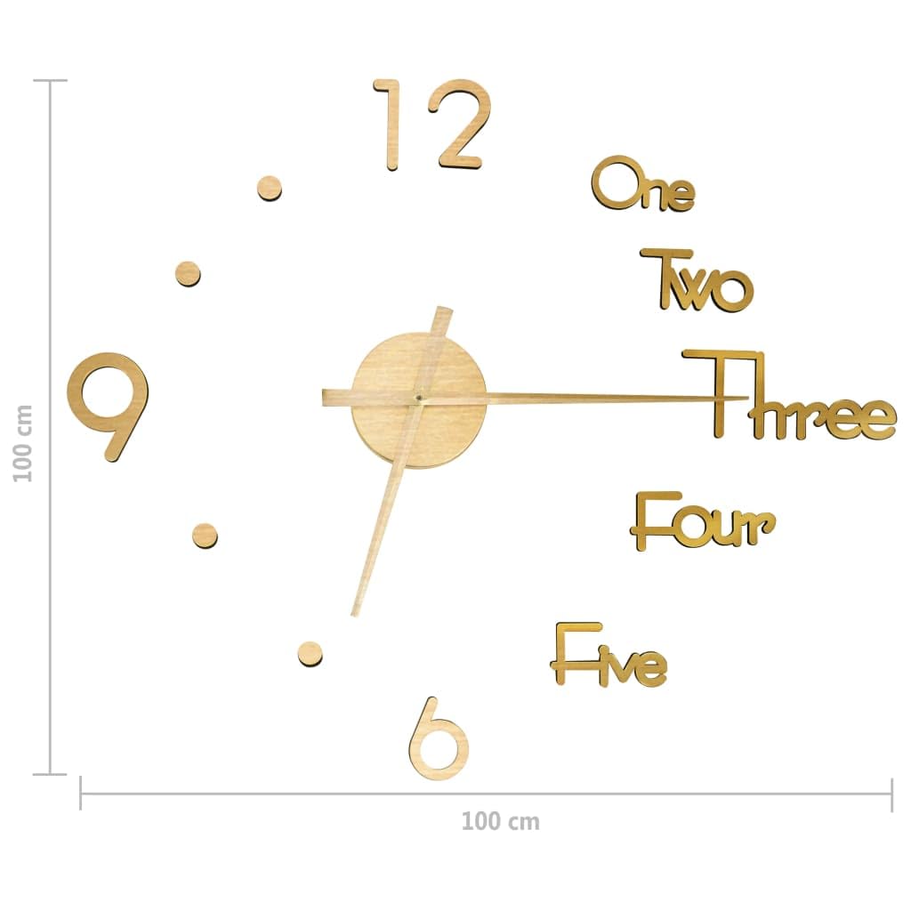 Reloj de pared 3D, diseño moderno, dorado, 100 cm XXL, silencioso analógico, silencioso para salón, cocina, oficina, montaje DIY, material EVA, gran reloj de salón, elemento decorativo de