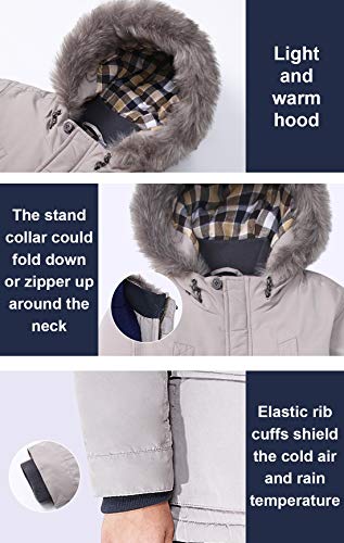 Solocote Boys Winter Coats Kids Winter Jacket Warm Thick Heavyweight Tough Long Windproof Outwear With Hood, Sw18012 Grey D 9-10Y #TOP5