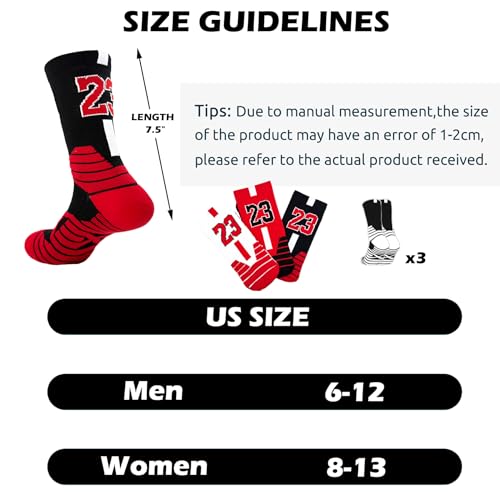3 Pairs Basketball Crew Socks, 23 Mens Athletic Sock with Shoelace Bracelets, League Team Sports-Star-Fans Gift2