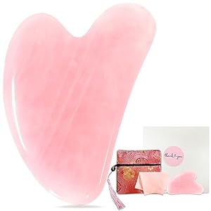 Natural Stone GuaSha Tool Gua Sha Facial Tools Eye Acupuncture Reduce Puffiness Relieve Muscle Tensions (Natural Rose Quartz)