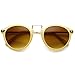 zeroUV - Vintage Inspired Round Horned Rim P-3 Frame Retro Sunglasses (Creme Amber)