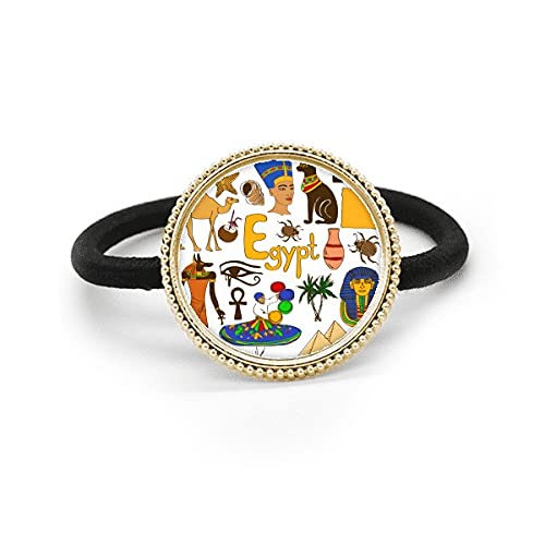 Corbata de pelo de metal plata con motivo de Egipto y banda de goma ajustable