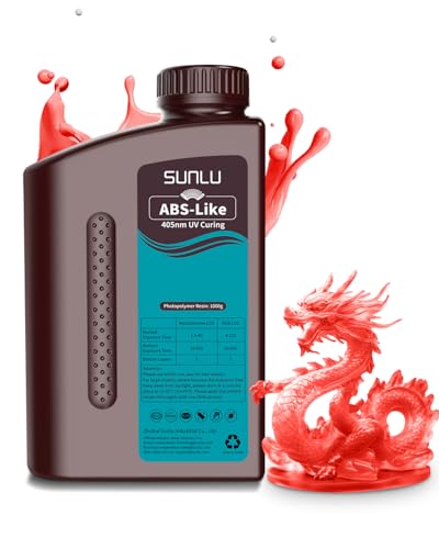 Image of SUNLU 1000G ABS Like Resin for 3D Printer, 405nm UV Curing Photopolymer Rapid 3D Resin for 2K 4K 6K 8K LCD /DLP /SLA 3D Printers, Non-Brittle & High Precision & Low Shrinkage, 1KG, Clear Red