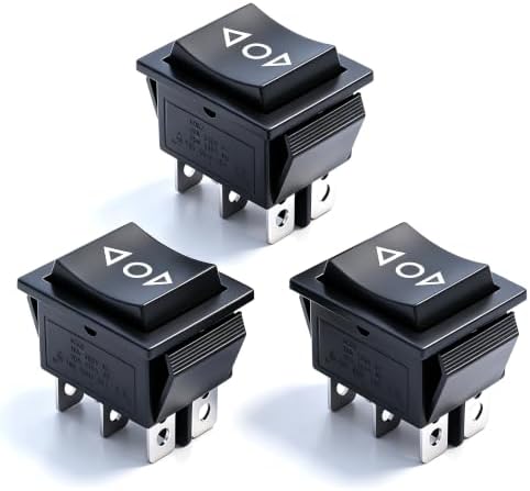 mxuteuk 3pcs DC12V Momentary Rocker Switch DPDT Reverse Polarity Toggle Switch Automatic Reset Power Switch (ON)/Off/(ON) 6 Pin 3 Position, Use for Motor Car Auto Boat KCD2-223-JT