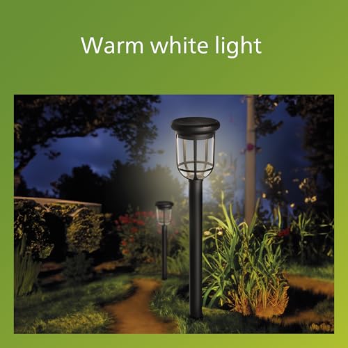 Philips LED Capri Outdoor Solar Pathlight, 1-Pack, Long-Lasting Solar Powered LED Light, Bright White Light, 3000K, 50 Lumens, IP44, Black thumbnail 7