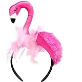 Mikily‘s Pink Flamingo Feather Headband Comfortable Lightweight Costume Accessory for Women Kids Adults Beach Party Dance Outfit Photo Shoot