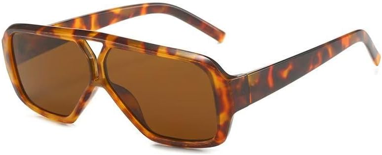 Siming Oversized Square Aviator Sunglasses, Retro Fashion Eyewear, UV Protection, Available in Black and Tortoiseshell