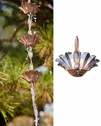 Japanese Waterfall Rain Chain for Gutters, Decorative Rain Catcher for Home & Garden, 8ft Rainwater Diverter - Flower Design, Stylish Downspout Solution