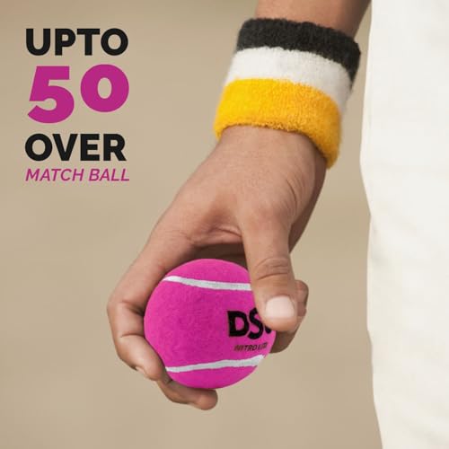 Image of DSC Nitro Lite Cricket Tennis Ball - All-Weather Rubber Composite with Lightweight, Premium Felt, Solid Core for Indoor & Turf Play (Pink), 6 Balls