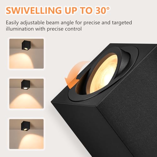 GeyouLux Square Dimmable Projection Spotlight, diameter 80x84mm Ceiling Spotlight, Adjustable 30° - Image 3