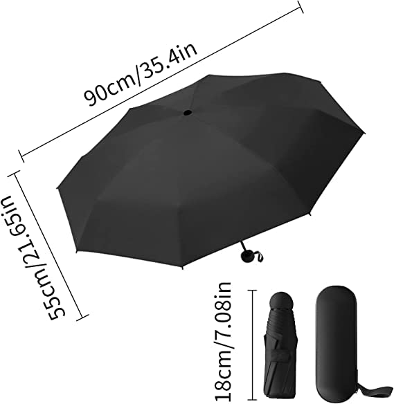 PROSFIA Travel Umbrella Mini Umbrellas for Rain Sun&Rain Lightweight