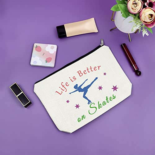 Ice Skater Makeup Bag Figure Skating Team Gift for Women Graduation Birthday Christmas Gifts for Skate Lovers Cosmetic Travel Pouch