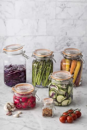 Image of Kilner Premium 2 x 1 Litre Borosilicate Airtight Square Wire Clip Top Food Storage Container Jar for Kitchen | Multipurpose, BPA Free, Reusable | For thinKitchen