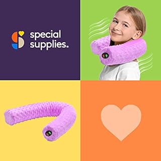 Special Supplies Sensory Vibrating Neck Pillow for Kids and Adults Plush Velvet Soft Cover with Textured Therapy Stimulation, Mind and Body Calming Relaxation - Purple