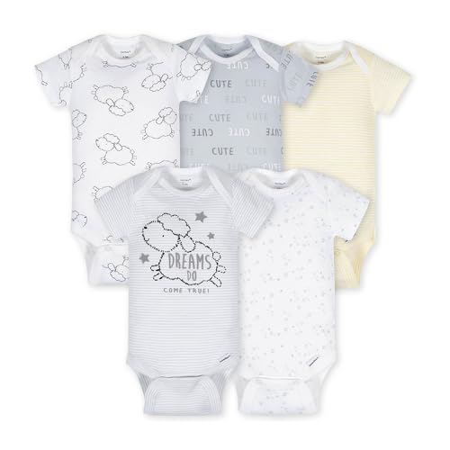 Image of Gerber Unisex Baby 5-Pack Short Sleeve Variety Onesies Bodysuits