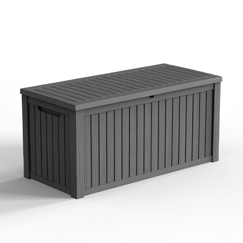 Image of 200 Gallon Waterproof Outdoor Storage Box, UV Resistant Resin Deck Box with Hydraulic Rod for Reinforced Stability, Perfect for Patio, Garden, and Pool（Black，200 Gallon）