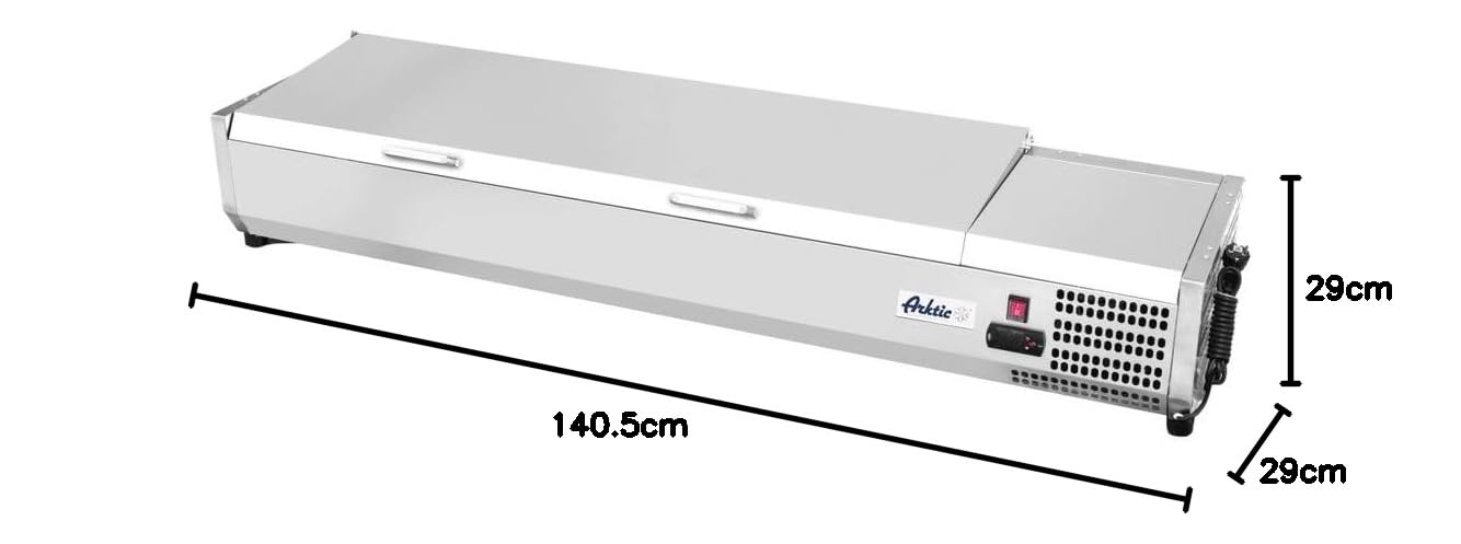 HENDI Vitrina expositora refrigerada GN 1/3 para servicio - 6x GN 1/3-230V / 180W - 0/8˚C - 1405x395x(H)290 mm