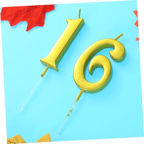 Ciieeo guarnição de ouro decoração com brilho vela número 16 decoração de bolo o casamento kids núme