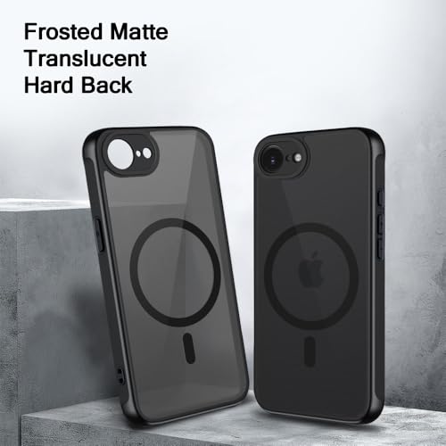 Image of TheGiftKart for iPhone 16e / iPhone 17e Case, Matte Frosted Hard Back Cover Compatible with MagSafe, Hybrid Shockproof Case with Camera & Screen Protection (PC & TPU, Translucent Black)