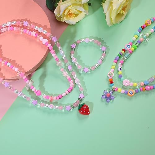 PinkSheep Toddler Jewelry Kids Jewelry Kids Necklace Choker and Bracelet 3 Pack 9pcs, Little Girls Jewelry In Box, Flower Girl Gift Kids Girls Accessories (butterfly)