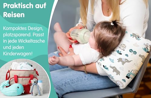 Amningskudde liten Breastfeeding och Nursing Pillow för resor 20 cm - Amningsmuff armkudde och positioning kudde baby arm amningskudde av mjuk bomull Oeko-Tex Afrika vit - Image 5