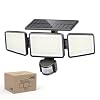 UME Solar Security Light Outdoor Light 302 LEDs 2500lm，Solar-Powered Waterproof Wall-Mounted Flood Light w/PIR Motion Sensor, 3 Heads, IP65 Waterproof, 3 Modes (1 Pack)
