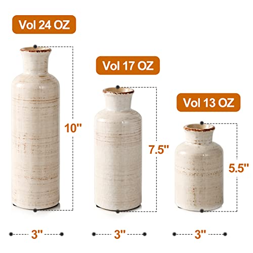 Eyamumo Ceramic Vase For Dcor Set Of 3 With 9Pcs Artificial Eucalyptus Stems Decor Large Small Ceramic Vase For Rustic Home Decor Accent, Modern Farmhouse Vase Sets Decor Ideal Shelf, Table, Bookshelf #TOP4