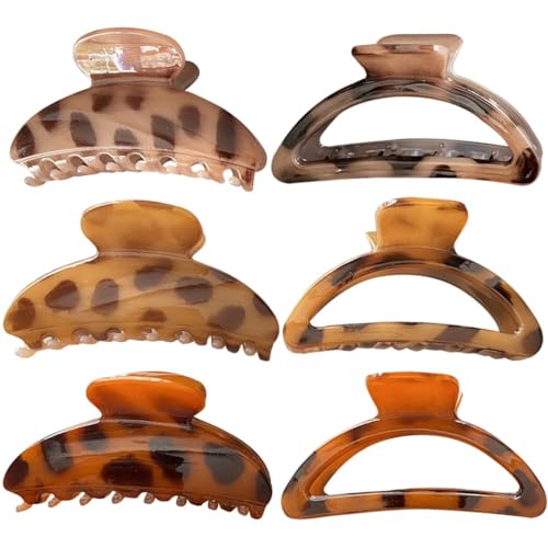 Grande pince à cheveux léopard (lot de 6) accessoires de coiffure XL