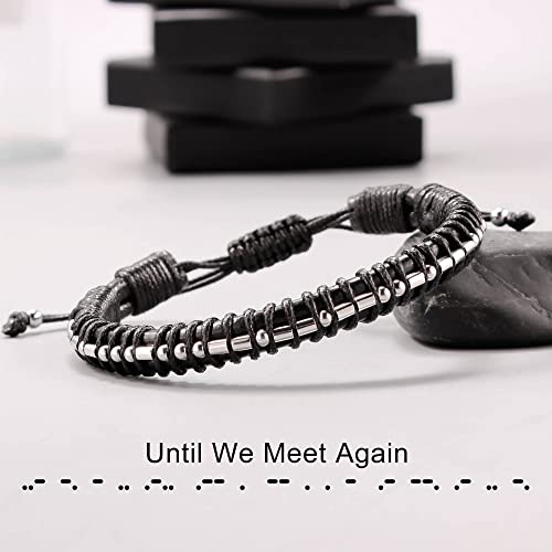 Inspirational Gifts for Men Morse Code Bracelets Mens Bracelets Graduation Gifts for Him Fathers Day Adjustable Leather Bracelet Motivational Birthday Annivesary Jewelry Stocking Stuffers for Men