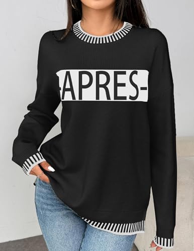 Image of Sweaters for Women Crewneck Long Sleeve Contrast Pullover Graphic Chic Stitch Style Sweater Pullover Jumper Tops