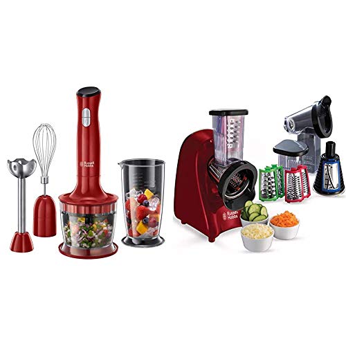 Russell Hobbs Schnitzelwerk Desire (3 Reibeeinsätze: Grob & Fein, Scheiben), 200W & Stabmixer 3-in-1 Desire…
