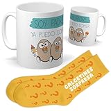 Set para Padre | Taza soy padre ya puedo comer huevos + Calcetines Sorpresa | Regalo Original y Divertido para Hombres | Perfecto para Cumpleaños, Día del Padre, Navidad y Celebraciones Familiares