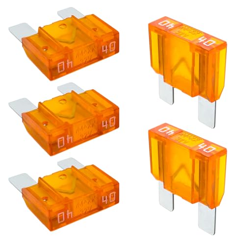 Tecside 40A KFZ Maxi Sicherungen | 5 Stück | 29mm Stecksicherungen für Stromdieb & Sicherungshalter 12V 24V 32V Flachsicherungen für Auto, Boot, Motorrad & Wohnmobil | iMaXX maxiOTO F9040 Orange