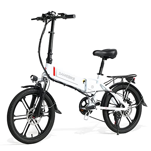 SAMEBIKE 20 Zoll E Bike Elektrofahrrad City EBike klapprad mit 48V 10,4Ah Abnehmbarer Akku Shimano 7 Gänge Off-Road Mountainbike E-Bike Max.Reichweite bis zu 40-80 km für Herren Damen (20LVXD30-II)