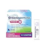 Enterogermina Viaggi, Vitamina b12, Vitamina d, Fermenti Lattici Probiotici, per Adulti - Integratori per Flora Intestinale in Viaggio, Stanchezza e Sistema Immunitario (24 Bustine Gusto Fragola)