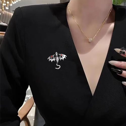 Image of Vintage Punk Dragon Animal Brooch - Domineering Flying Dragon Personality Clothing Accessories for Men and Women