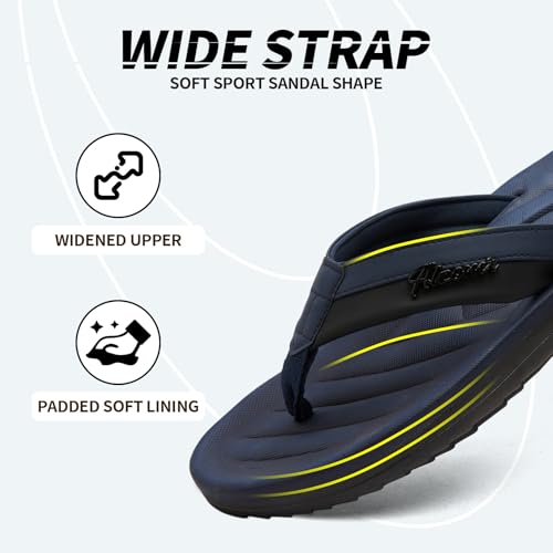 Image of Men's Flip Flops Sandal Casual Comfortable Outdoor Thong Sandals for Men Summer Beach Slides Lightweight Non-Slip Shoes with Soft Cushion Arch Support