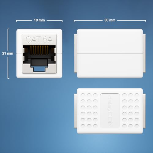 deleyCON 1 Sztuka Łącznik RJ45 (10 Gbit/s) Przedłużacz Kabla LAN Kabel Sieciowy Adapter Ethernet Złącze Kompatybilne z C