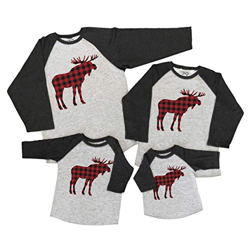 7 ate 9 Apparel Matching Family Christmas Shirts - Plaid Moose Grey Shirt 3T