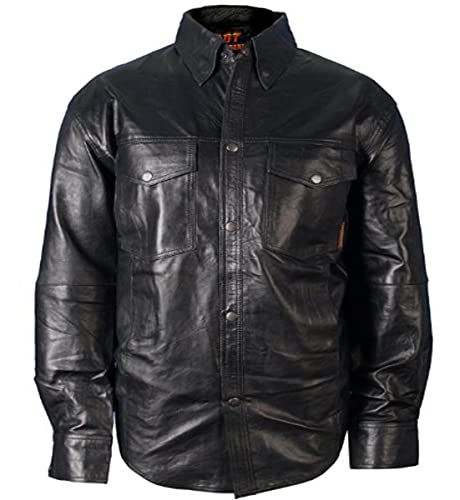 Hot Leathers Men's Leather Shirt (Black, XX-Large)
