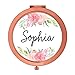 Andaz Press Personalized Compact Mirror Bridesmaid Wedding Gift, Rose Gold, Peach and Pink Roses, 1-Pack, Bachelorette Bridal Shower Wedding Party Gifts, Custom Name
