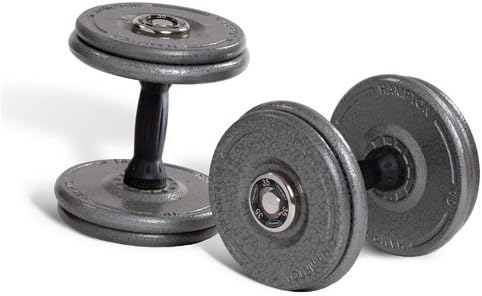 Hampton 5-50 LB Gray Pro-Style Dumbbells with urethane Snug-Grip handles
