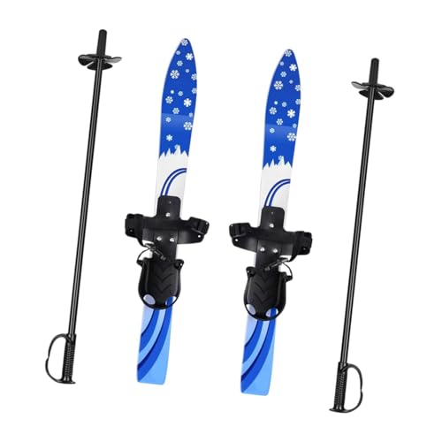 harayaa Tablas de esquí con Fijaciones, esquís Cortos para Nieve, esquís de Nieve para niños, Equipamiento para Deportes de Invierno, Actividades al Aire, Azul